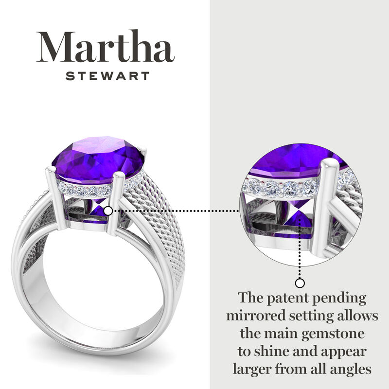 Martha Stewart 6 3/4ctw. Oval Amethyst & Lab Grown Diamond Hidden Halo Ring In Sterling Silver image number null